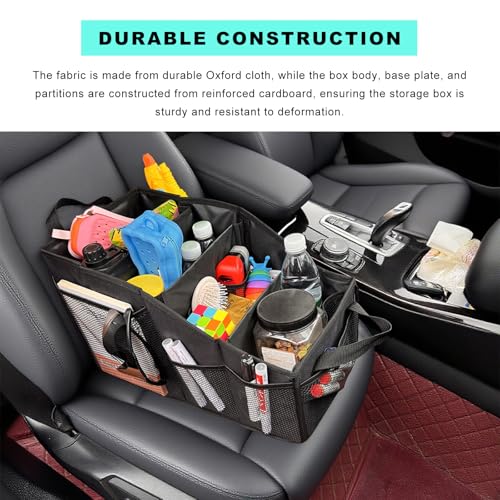 Car Seat Organizer, Collapsible Passenger Seat Storage Caddy with 4 Compartments, Waterproof Oxford Cloth Storage Box for Automotive Front & Back Seats, Car Accessories - view 5