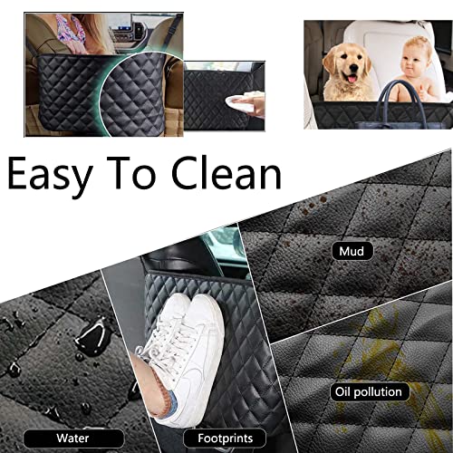 Modern Minimalist Car Seat Storage Bag - Black Faux Leather Caddy - Automotive Seat Back Organizer - 2 Compartments - Rectangular - Durable - Seat-back mounted - 15.35 x 3.94 x 10.63 inches - view 5