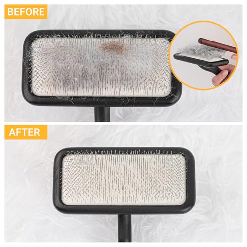 Carpet Rake Sheepskin Wool Brush and Cleaner Comb, Black, 2PCS(Big+Small) - view 5