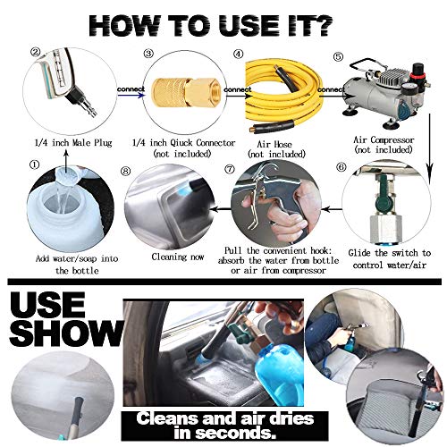 Car Cleaning Kit, Car Cleaning Gun, Car interior Cleaner, Pneumatic Car Wash Gun Spray Gun, Car Detailing Kit, Dust Remover/Upholstery Cleaner, Car Care Essentials (1/4'' NPT Air Plug) - view 7