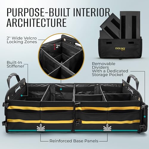 Car Trunk Organizer for SUV Large Trunk Storage with Removable Dividers, Heavy Duty Oxford Cargo Holder, Non-Slip Base, Collapsible Storage Organizer for SUV, Sedan, Truck - view 3