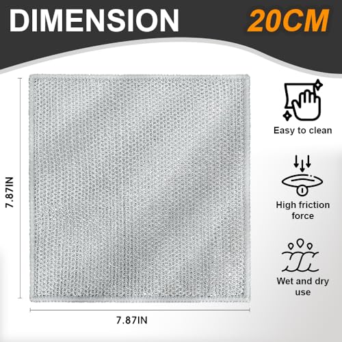 Silver Mesh Dish Cloths (3 Layer) – Non Scratch, Odor Free, Quick Dry Wire Cleaning Pads for Sinks, Dishes, Stove Top | Multipurpose Reusable Metal Scrubbers | 10 Pack - view 4