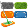 Set of 4 Reusable Microfiber Mop Pads Compatible with Swiffer Sweeper, Dry Sweeping Cloths, Washable Wet Mopping Cloth Refills for Floor Cleaning (Mop is Not Included) (Multicolor 2, 4 Pack)