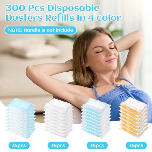 300 Pcs Disposable Dusters Refills Bulk for Cleaning (Light Colors) - view 2