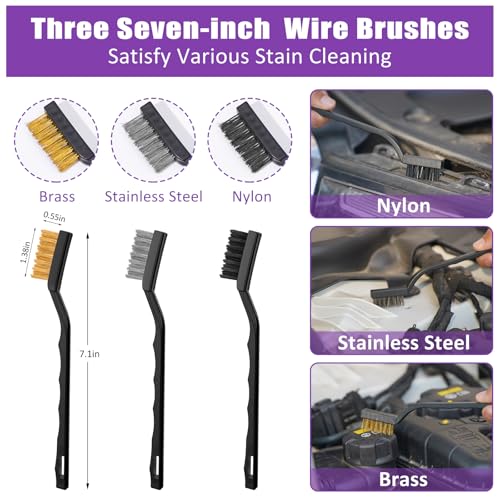 Windshield Cleaner Tool, 17Pcs Car Interior Detailing Kit, Detailing Brush, Towels, Duster, Car Cleaning Kit Interior for RVs, Truck, Trailer (Purple) - view 7