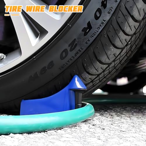 4PCS Car Hose Guide, Vehicle Detailing Cleaning Tools Hose Guides Preventing Wash Stuck Under The Tires, Automotive Wheel Rolling System Tool for Washing, Universal Fit (Blue) - view 5