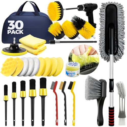 30Pcs Car Detailing Kit for Interior, Exterior and Wheel Cleaning