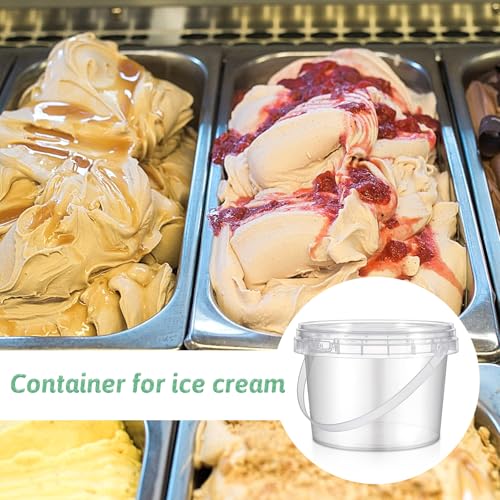 40 Pcs 16oz Clear Plastic Buckets with Handles and Lids, 16oz Mini Drinking Buckets Reusable Ice Cream Tub Airtight Food Storage Container Pails for Kitchen, Party Snacks, Camping Drinks, Small Items - view 4