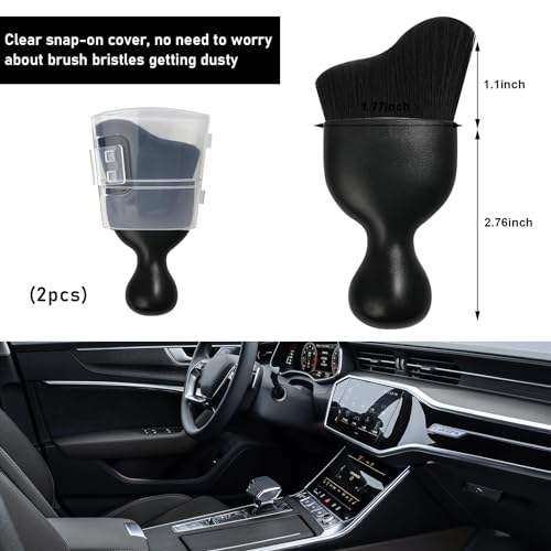 2 PCS Car Detailing Brush, Curved Soft Bristles Auto Removal Dust Collectors, Universal Vehicle Dashboard, Air Conditioner Vents etc Interior Cleaning Tool Accessories (Black) - view 2