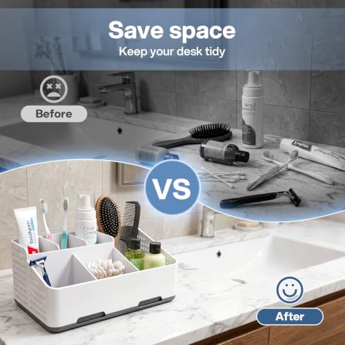 Bathroom Countertop Organizer -6 Slots Drain Tray Toothbrush Holders - view 5