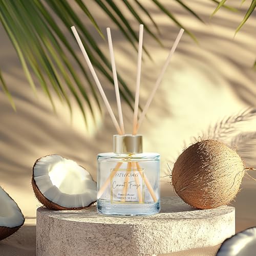200ml Scent Diffuser with 6 Fiber Sticks, 6.76 oz Reed Diffuser Set Aromatherapy Fragrance Diffusers Air Fresheners for Home Bedroom Bathroom (Coconut Peach) - view 3