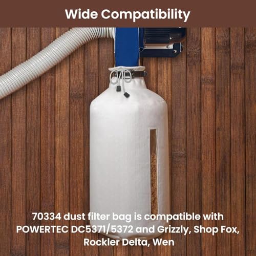 70334 Dust Collector Filter Bag for Wall Mount Dust Collectors, 1 Micron Dust Zipper Bags for POWERTEC DC5371/ 5372 and Grizzly, Wen, Rockler Delta, Shop Fox - view 3
