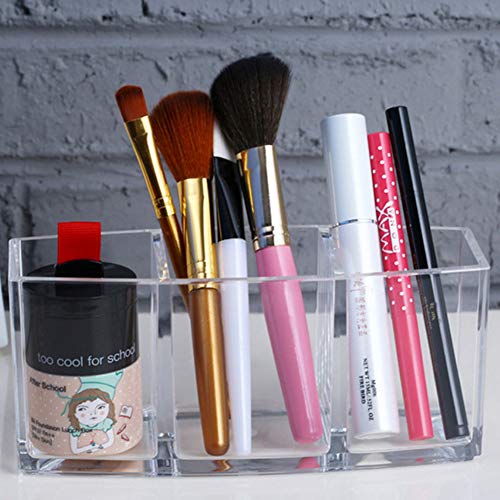Acrylic Makeup Brush Organizer Holder Clear Cosmetic Brushes Storage with 3 Slots - view 3