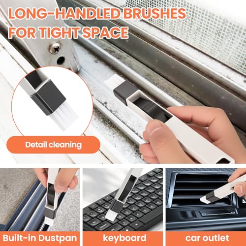 12pcs Window Track Cleaner Tool Set, Window Sill & Groove Cleaning Brushes with Hard Bristle Crevice Brush and Debris Pliers for Sliding Door Rails, Shower Door Tracks, Kitchen & Bathroom Gaps - view 5