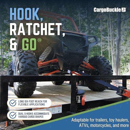 G3 Heavy Duty Retractable Ratchet Straps, 2 in x 6 Ft, 2-Pack - view 5