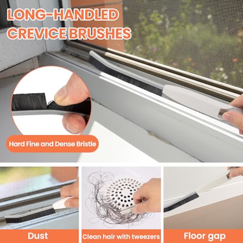 12pcs Window Track Cleaner Tool Set, Window Sill & Groove Cleaning Brushes with Hard Bristle Crevice Brush and Debris Pliers for Sliding Door Rails, Shower Door Tracks, Kitchen & Bathroom Gaps - view 4