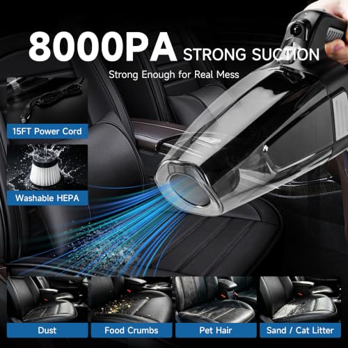 53 Pcs Car Detailing Kit, Car Cleaning Kit with 8000Pa Handheld Car Vacuum, Drill Brushes and Foam Gun, Detailing Brush Set, Car Wash Kit with Interior & Exterior Detailing Supplies for Cars, Trucks - view 2