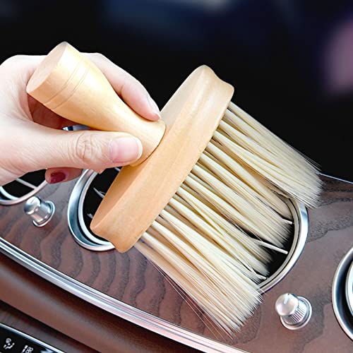 High Density Ultra Soft Detail Brush Car Interior Dust Brush Accessories Car Detailing Brush Soft Hair Wooden Brush Deep Cleaning Tool Kit Keyboards Laptop Sofa Dusting Brush (A-1PC)