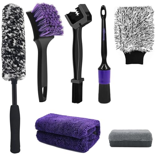 7PCS Motorcycle Cleaning & Polishing Kit, All-in-One, Purple