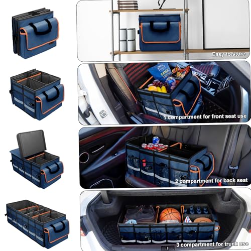 Car Trunk Organizer and Storage with Removable Leakproof Cooler Bag, 6 Removable Dividers for Custom Space, Collapsible Trunk Storage with Non Slip Bottom, Foldable Cover for SUV, Jeep, MPVs - view 2
