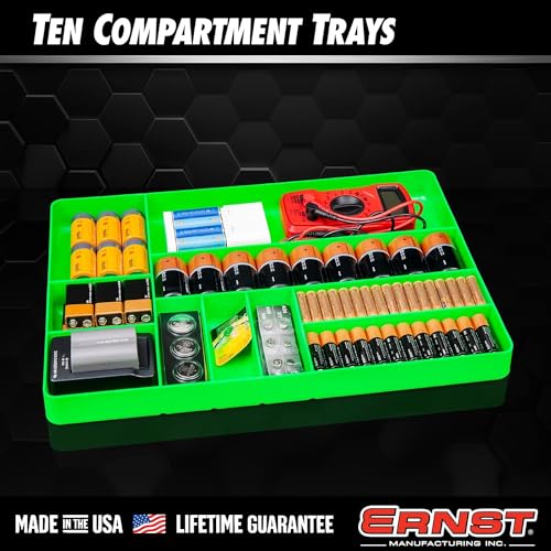 10 Compartment Drawer Organizer: Heavy Duty Stackable Tray for Automotive Garage Tool Organization - Low-Profile Toolbox Storage - Nuts and Bolts, Tools, Parts, Easy to Clean - Red - view 5