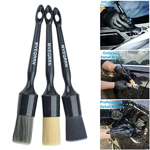 3PCS Car Detailing Brush Set, Boars Hair & Soft Auto Brushes - view 4