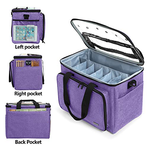 Knitting Bag, Yarn Storage Organizer Crochet Bag Tote, Purple - view 5