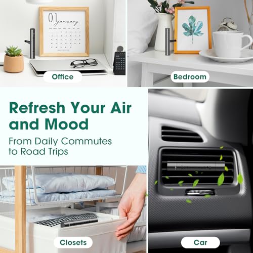 2Pcs Custom Car Air Freshener Vent Clips, Scented Sticks Kit with 10 Different Aroma Bags (2 Stick Each) & 8 Unscented Refill Sticks, Long-Lasting Odor Eliminator Car Diffuser - view 6