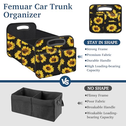 Car Trunk Organizer, Car Storage Organizer with Large Capacity Waterproof Collapsible Trunk Organizer for Car Suv/Jeep/Sedan (Sunflower, Standard) - view 3