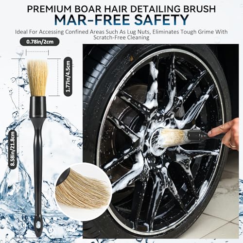Tire Brushes for Cleaning Tires, Car Wheel Brushes for Cleaning Wheels, Rim Cleaner Brush for Car Detailing, Premium Wheel Cleaner Brush Kit Safe for Cars, Trucks, SUVs, RVs, Motorcycles - view 6