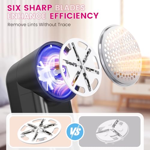Fabric Shaver, Lint Remover for Clothes, Type-C Rechargeable Lint Shaver with LCD Display & 6-Blade, Sweater Shavers to Remove Pilling，Fuzz Remover Fabric Shaver for Clothing and Furniture - view 3