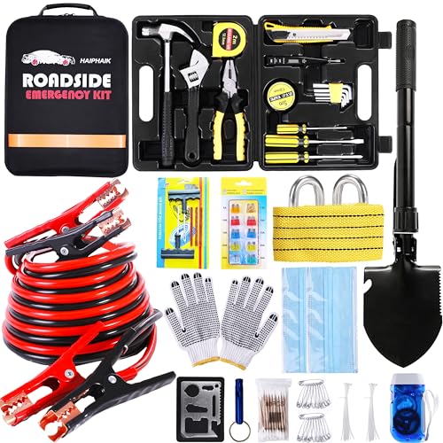 Car Emergency Kit with 11.8ft Jumper Cables, Roadside Safety Kit