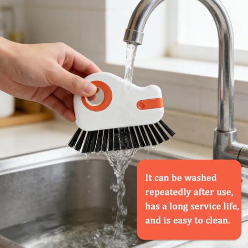 2PCS Car 2 in 1 Groove Cleaning Brush, Multifunctional Vehicle Window Track Cleaner Tool with Hidden Scraper, Auto Crevice Gap Grout Scrub Brush for Sliding Door Track, Universal Fit (Orange) - view 5