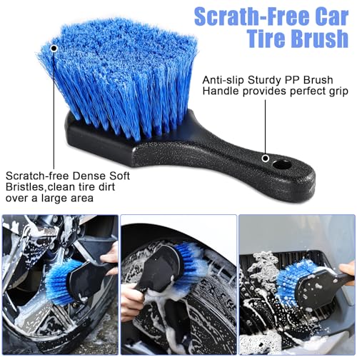 62" Microfiber Car Wash Brush with Long Handle Car Washing Mop Kit Mitt Sponge Car Cleaning Supplies Duster RV Washing Car Brushes, 1 Chenille Scratch-Free Replacement Head (Blue&Yellow) - view 5