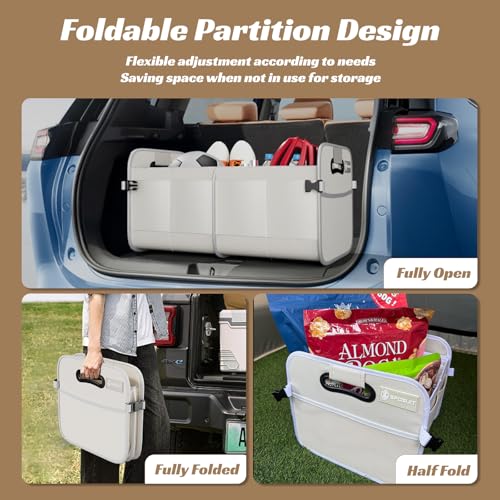 Trunk Organizer for Car - 70L Collapsible Sturdy Car Storage, White - view 4