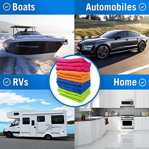 12 Pack Microfiber Cloth Kit, Lint-Free Cleaning Towels for Cars, Boats - view 6
