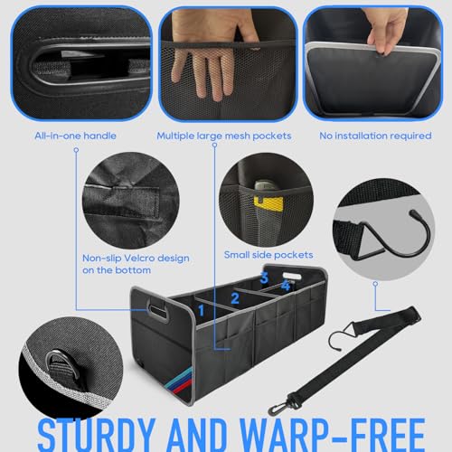 XL Car Trunk Organizer, 4 Compartments, 94L Capacity, Oxford Polyester 600D Material, Easy Fold and Store, Prevents Sliding - view 2