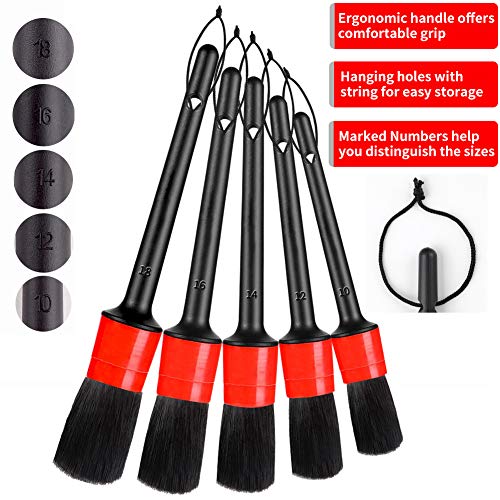 Detailing Brush Set - 10 Pcs Detail Brushes Car Detailing, Auto Boar Hair Car Detailing Kit for Cleaning Interior Exterior - Vehicles Wheels Leather Engine Dashboard - view 4