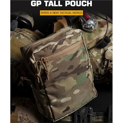 Tactical Tall GP Pouch, Large Capacity MOLLE Utility Storage Bag - view 3
