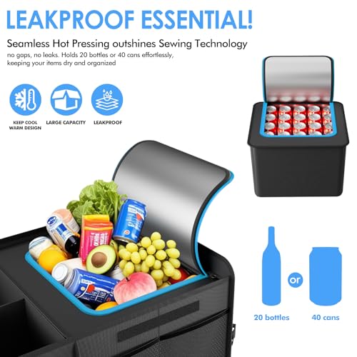 Car Trunk Organizer - 2.5mm PP Board Built, 35L Leakproof Cooler, 105L Capacity, 2 Tie-Down Straps, 4 Adjustable Dividers, Foldable Design for SUVs, Trucks, and Cars - view 6