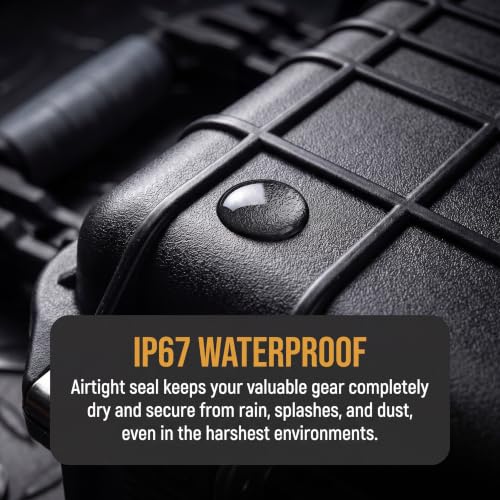 All Weather IP67 Waterproof Hard Camera Case,Hard Protective Case,Hard Case with Customizable Foam,Fit Use of Drones,Camera,Equipments,Pistols(Black,15.98x12.99x6.85inches) - view 6