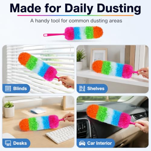 20-Inch Microfiber Hand Duster, Car Interior Detailing Duster, Rainbow Feather Duster for Car, Home, Office Cleaning - view 5