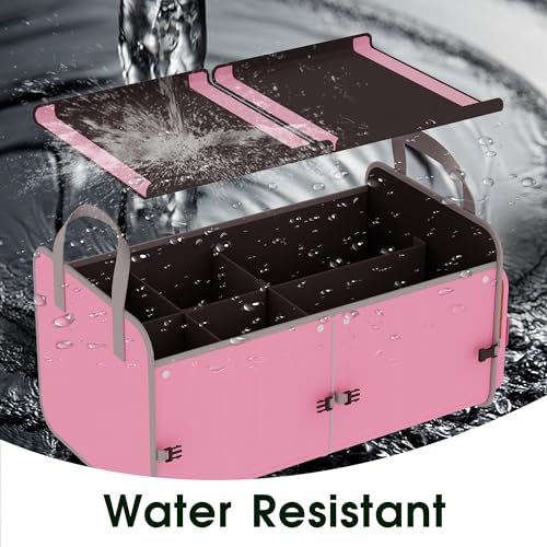Car Trunk Organizer for SUV, 70L Heavy Duty Waterproof Trunk Organizer, Foldable Vehicle Organizer with Anti-Slip Base, 24”x13.8”x11.8”, Pink-M003 - view 4