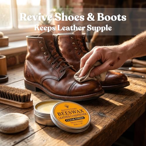 Premium Beeswax Leather Conditioner & Balm – Hand-Poured Natural Restorer for Boots, Bags, Jackets, Furniture, Car Seats & More – Cleans, Conditions & Protects – 1.0 Fl Oz - view 5