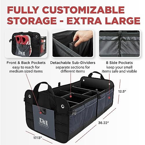 Car Trunk Organizer for SUV, Truck & Auto Cargo Storage, Foldable, Grey, XL - view 2