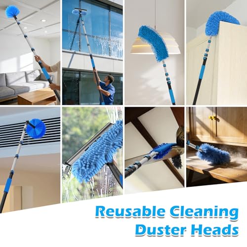 16FT Reach High Ceiling Duster Kits with 3-12FT Adjustable Pole - Includes Extra Long Duster, High Ceiling Duster, Rotatable Window Squeegee & Cobweb Duster for Ceiling Fans and Whole House Cleaning - view 4