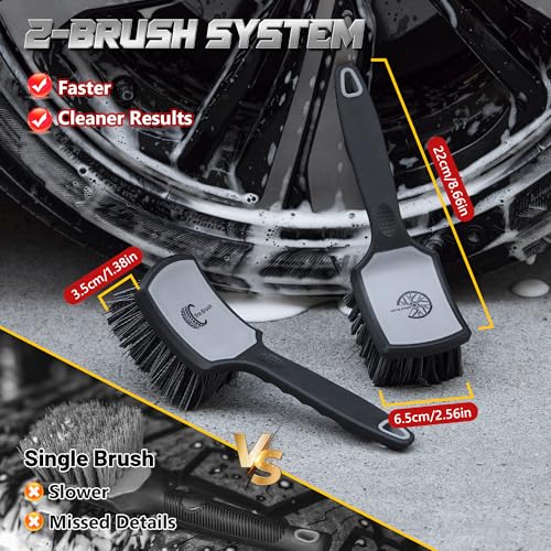 Wheel & Tire Brush Set, 2 Pack Car Wheel Brush & Tire Cleaner Brushes - view 2