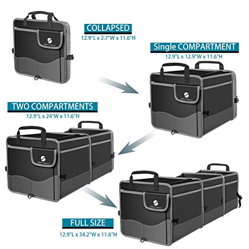 Trunk Organizer with Cooler, Collapsible Trunk Storage Container with Non Slip Bottom Strips, Large Multi-Compartment Waterproof Car Trunk Organizer Groceries for Vehicle Sedan, Suv, Truck,Van(Black) - view 3