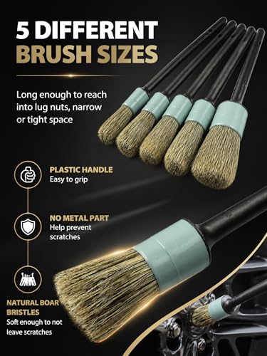 Car Detailing Brush Kit, 10 Piece Boar Hair for Interior - view 2