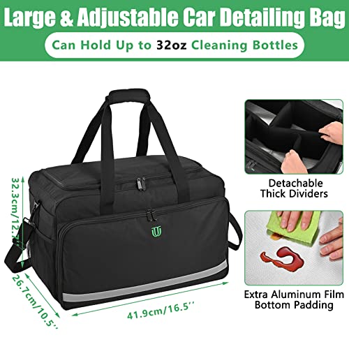 Large Car Detailing Bag, Cleaning Caddy with Lid and Handle for Auto Detailing Supplies, Car Cleaning Storage Trunk Organizer for Polisher and Vehicle Wash Tools, Black - view 2
